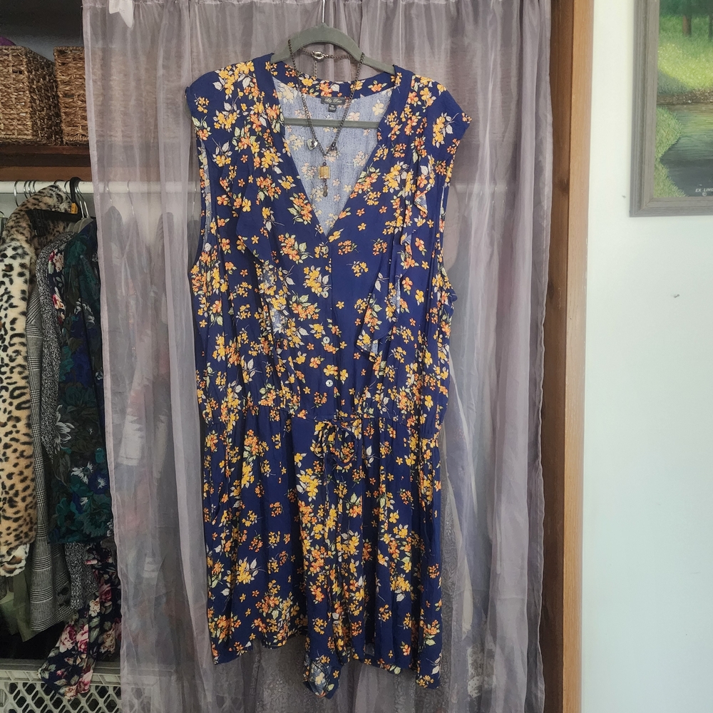 Lily Rose Blue and Yellow Floral Mini Dress